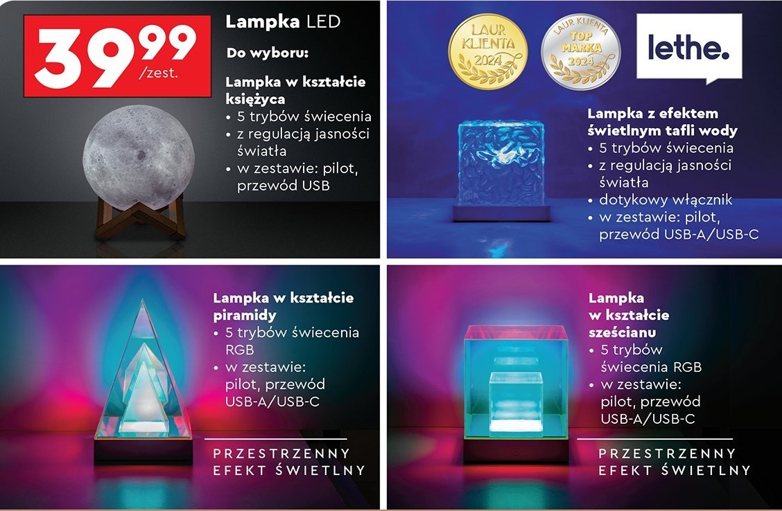 Lampka księżyc Lethe promocja w Biedronka