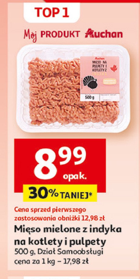 Mięso mielone z indyka Auchan promocja