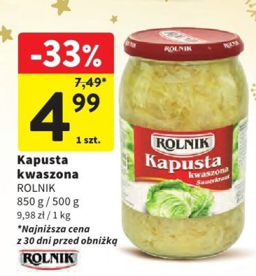 Kapusta kwaszona ROLNIK promocja w Intermarche