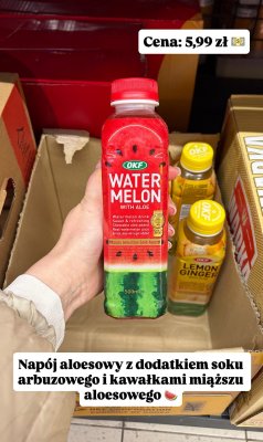 Napój aloesowy Water Melon z dodatkiem soku arbuzowego i kawałkami miąższu aloesowego promocja w Biedronka