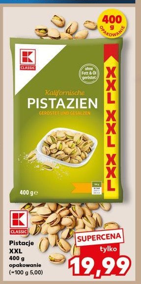 Pistacje prażone solone K-classic promocja w Kaufland