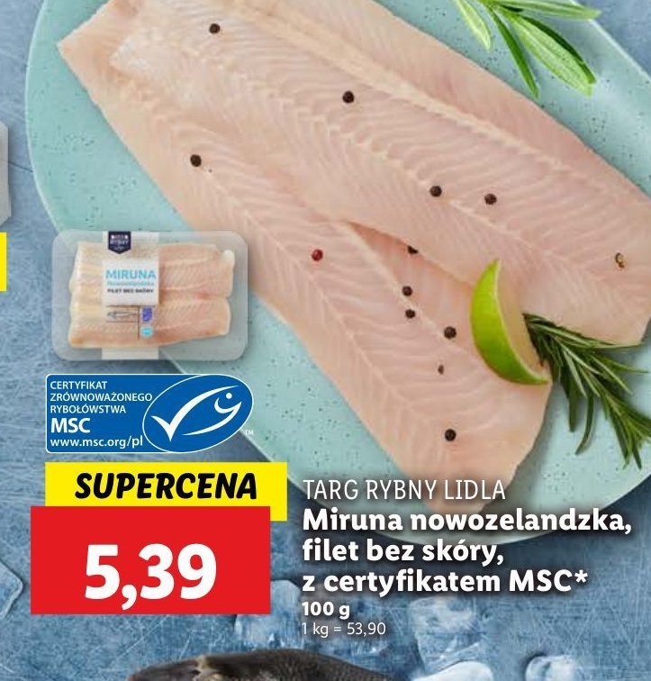 Miruna nowozelandzka filet bez skóry Rybny targ lidla promocja w Lidl