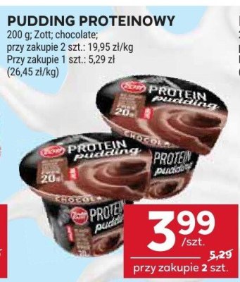 Pudding proteinowy chocolate Zott promocja w Stokrotka