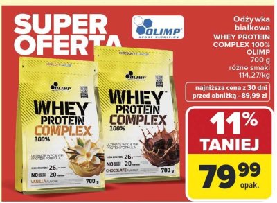Odżywka białkowa WHEY PROTEIN COMPLEX 100% OLIMP 700 g różne smaki promocja w Carrefour