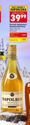 Brandy Recherché Pons 36%, 700 ml promocja w Biedronka