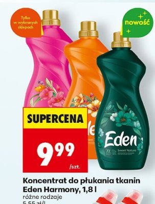 Koncentrat do płukania tkanin Eden Harmony, 1,8 l różne rodzaje promocja w Biedronka