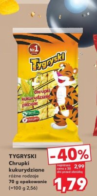 Chipsy TYGRYSKI Chrupki kukurydziane różne rodzaje 70 g promocja w Kaufland