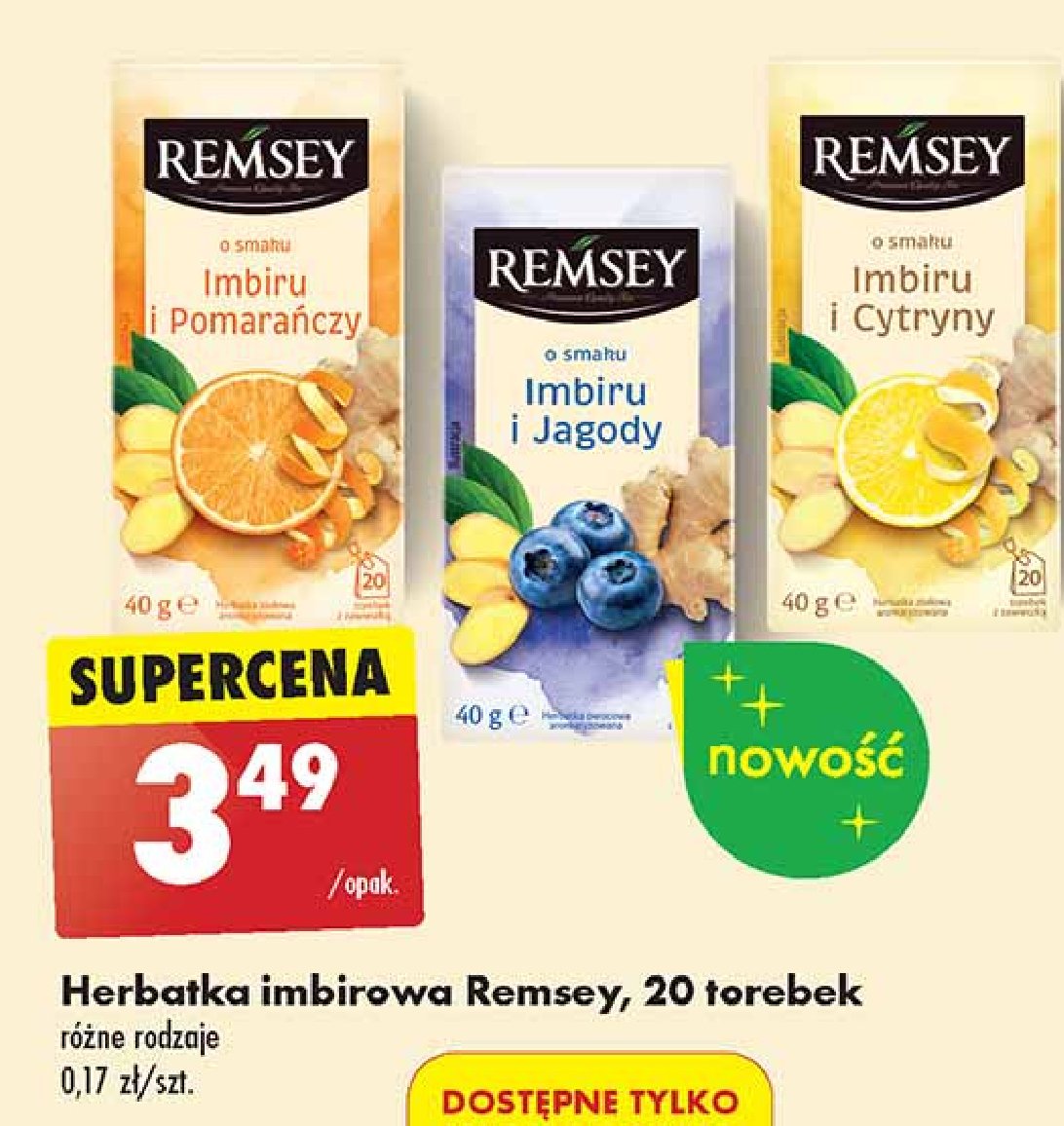 Herbata imbir i pomarańcza Remsey promocja w Biedronka