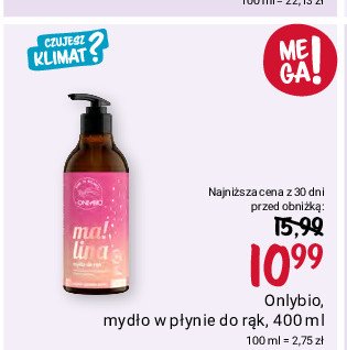 Mydło do rąk malina Only bio Onlybio promocja