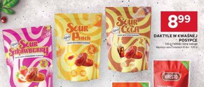 Daktyle w kwaśnej posypce Felfoldi Sour Peach promocja w Stokrotka