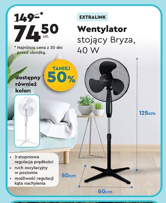 Wentylator stojący esf-400 Extralink promocja w Biedronka