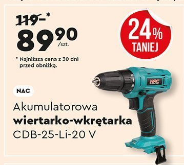 Wiertarko-wkrętarka akumulatorowa CDB-25-Li-20 V NAC promocja w Biedronka