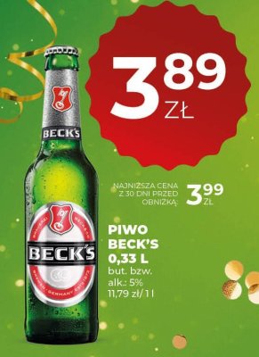Piwo Beck's 0,33 L promocja w Duży Ben