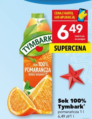 Sok 100% Tymbark pomarańcza 1l promocja w LEWIATAN