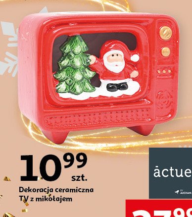 Dekoracja ceramiczna tv z mikołajem promocja w Auchan