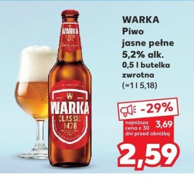 Piwo WARKA jasne pełne promocja w Kaufland