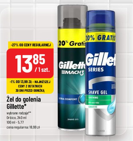 Żel do golenia ultra comfort Gillette mach3 promocja