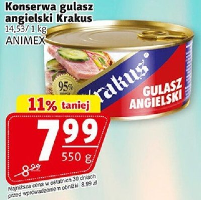 Konserwa gulasz angielski Krakus Animex promocja w Prim Market