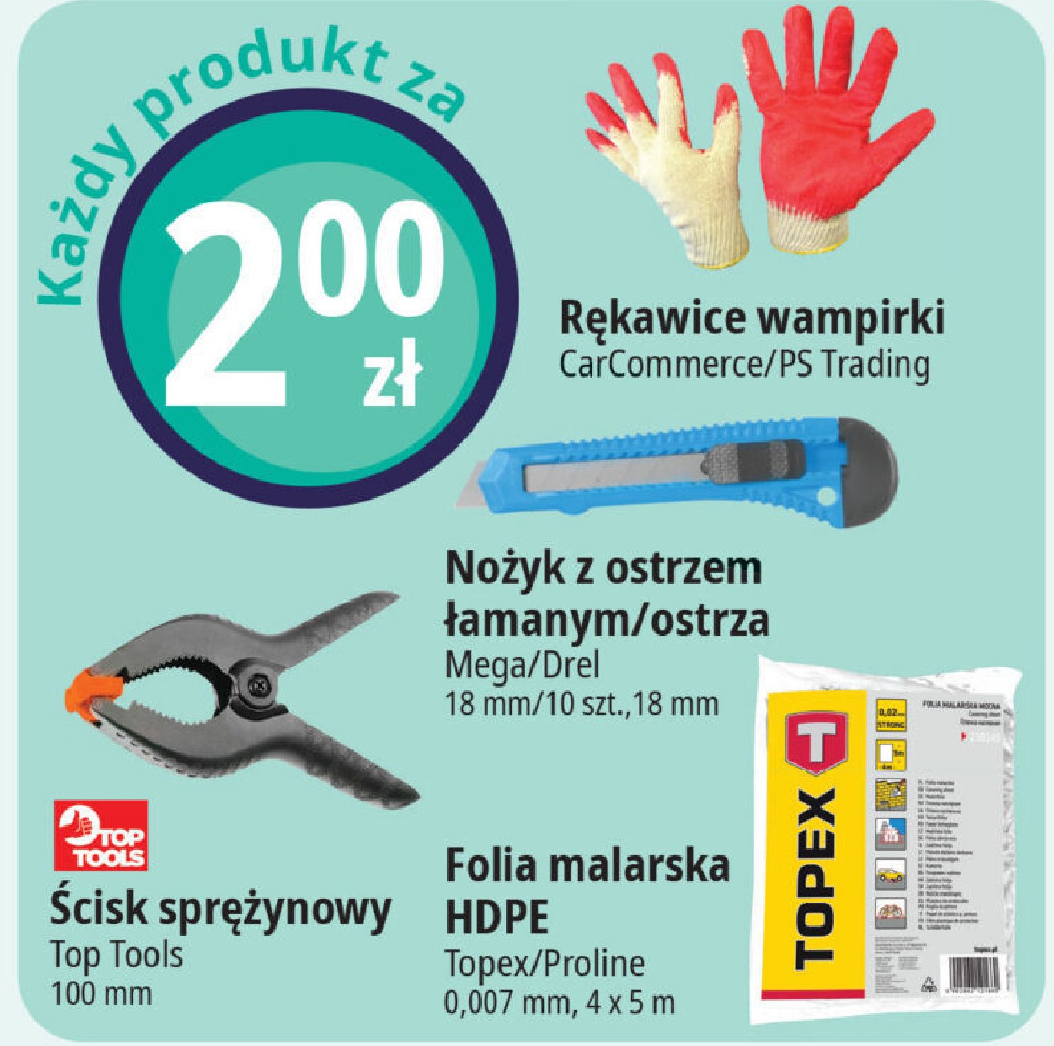 Folia malarska 4 x 5 m hdpe 0.007 mm Topex promocja