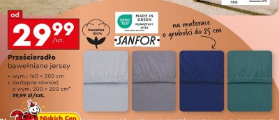 Prześcieradło bawełniane jersey 160x200 cm promocja w Biedronka