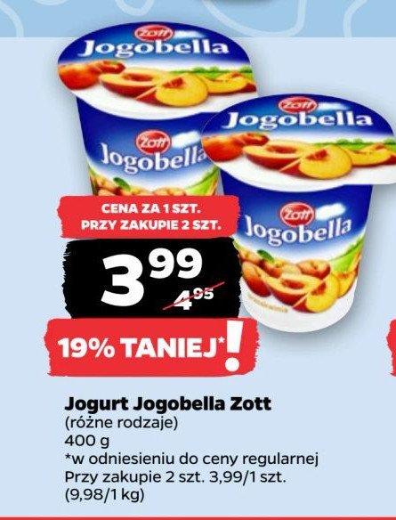 Jogurt brzoskwinia Jogobella promocja