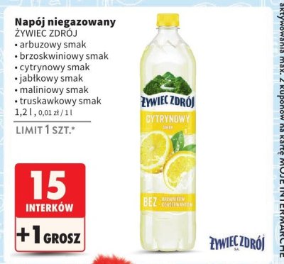 Napój niegazowany cytrynowy smak ŻYWIEC ZDRÓJ promocja w Intermarche