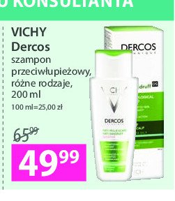 Szampon do włosów zwalczający łupież suchy Vichy dercos promocja