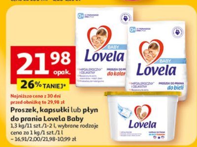 Proszek, kapsułki lub płyn do prania Lovela Baby 1,3 kg/11 szt./1-2 l promocja w Auchan