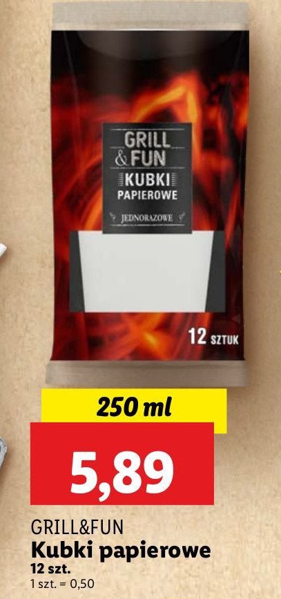 Kubki papierowe 250 ml Grill and fun promocja