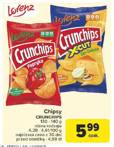 Chipsy paprykowe Crunchips Crunchips lorenz promocja w Carrefour