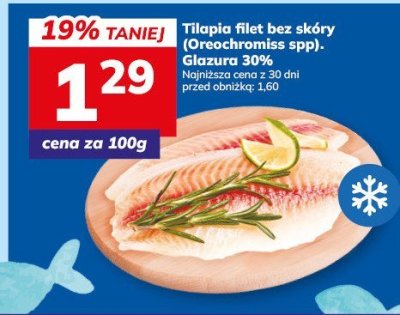 Tilapia filet bez skóry Glaciohymnus 300g (mrożony spp.) Glazura 30% promocja w Hitpol