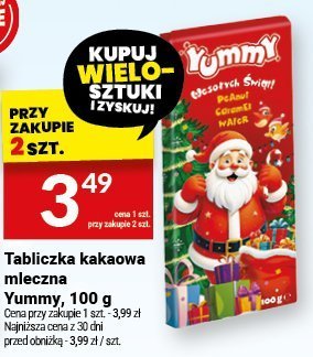 Tabliczka kakaowa mleczna Yummy, 100 g promocja w Twój Market
