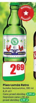 Piwo Łomża Retro butelka bezwrotna promocja w Dino