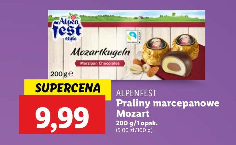 Praliny marcepanowe z kremem orzechowo-kakaowym w czekoladzie Alpen fest promocja