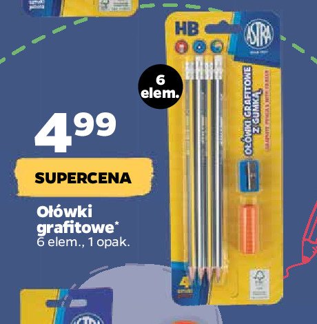 Ołówki grafitowe z gumką Astra promocja
