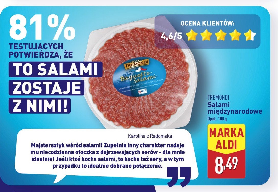 Salami międzynarodowe Tremondi promocja w Aldi