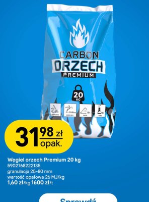 Węgiel orzech Premium 20 kg promocja w Castorama