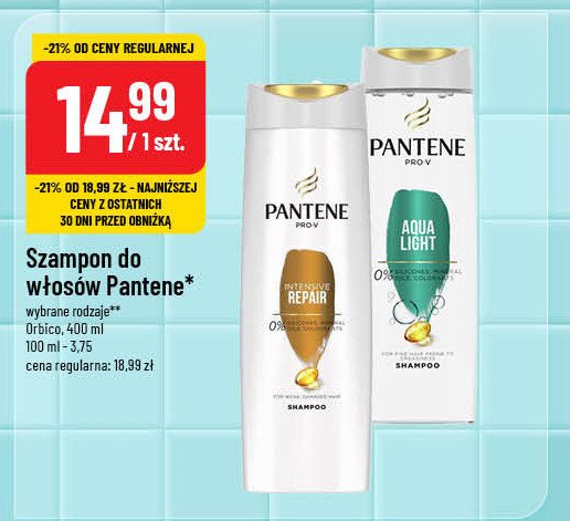 Szampon do włosów lekkie i mocne Pantene pro-v aqua light promocja