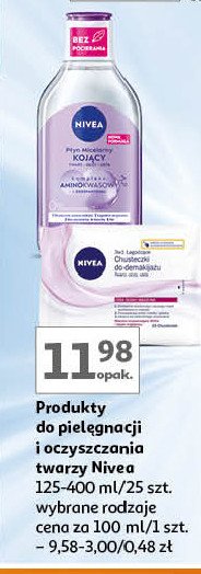 Chusteczki do demakijażu łagodzące cera sucha i wrażliwa Nivea face essentials promocja