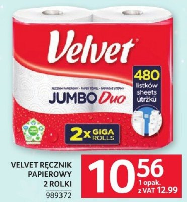 Ręcznik papierowy Velvet Jumbo Duo 2 rolki promocja w Selgros