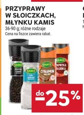 Przyprawy w słoikach, młynku Kamis różne rodzaje promocja w Stokrotka