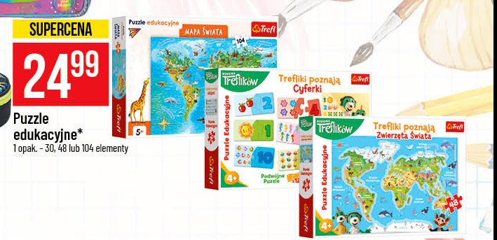 Puzzle edukacyjne trefliki poznaj膮 zwierz臋ta 艣wiata promocja