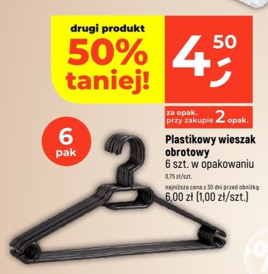 Plastikowy wieszak obrotowy 6 szt. w opakowaniu promocja w Dealz
