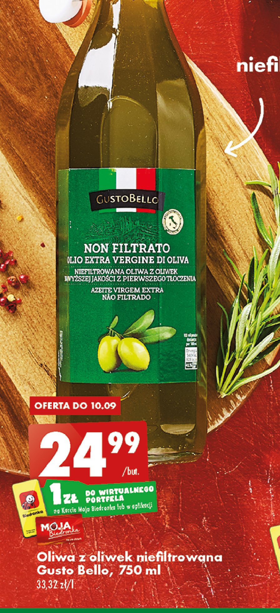Oliwa z oliwek non filtrato Gustobello promocja