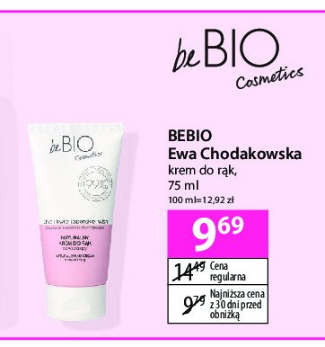 Krem do rąk chia i kwiat kwitnącej wiśni Be bio promocja w Hebe