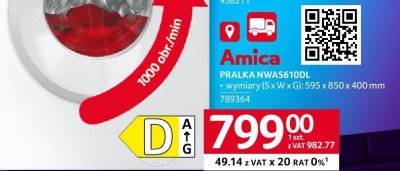 Pralka Amica NWAS610DL promocja w Selgros