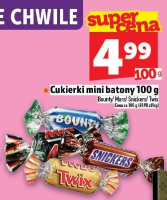 Cukierki mini batony 100 g promocja w TOPAZ