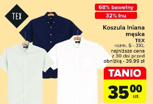 Koszula męska lniana s-xxl Tex promocja