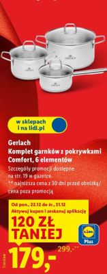Komplet garnków z pokrywkami Comfort, 6 elementów promocja w Lidl