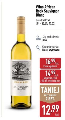 Wino African Rock Sauvignon Blanc promocja w Aldi